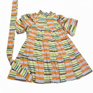 Uncle Frank xxl Striped Mini Dress in Orange, Lime, Gray